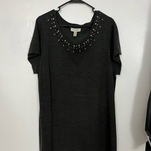 Grey dress with jewels around neck. Size 18. Gently worn